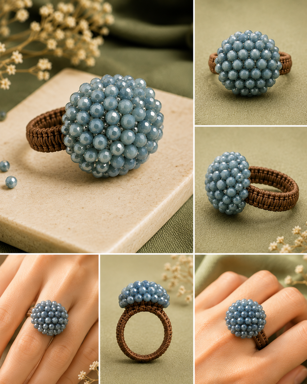 Handmade Wax Thread Bead Ring