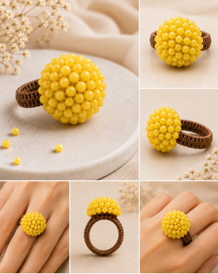 Handmade Wax Thread Bead Ring
