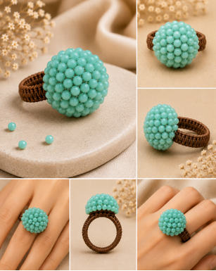 Handmade Wax Thread Bead Ring