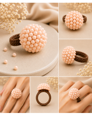 Handmade Wax Thread Bead Ring