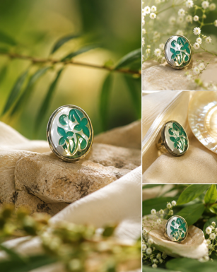 Elegant Brass & Stone Ring