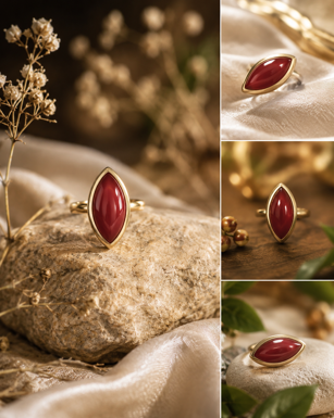 Elegant Brass & Stone Ring