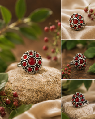 Elegant Brass & Stone Ring