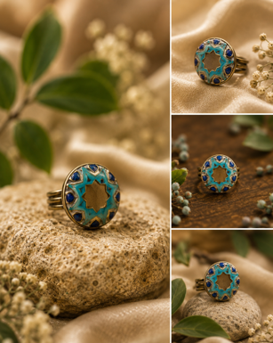 Elegant Brass & Stone Ring