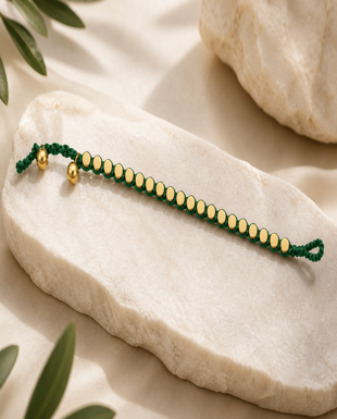Wax Thread & Brass Bead Bracelet