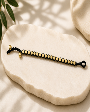 Wax Thread & Brass Bead Bracelet