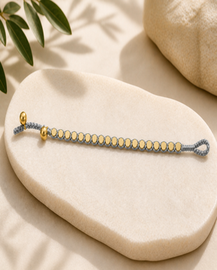 Wax Thread & Brass Bead Bracelet