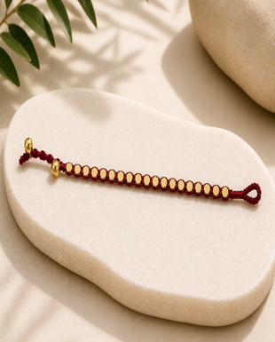 Wax Thread & Brass Bead Bracelet