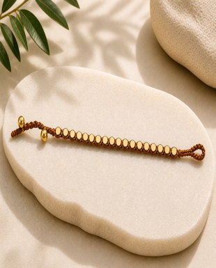 Wax Thread & Brass Bead Bracelet