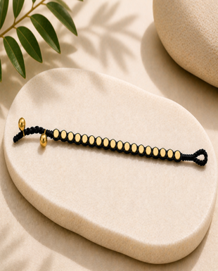 Wax Thread & Brass Bead Bracelet