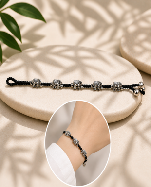 Wax Thread Bracelet with Brass Beads & Animal Charm