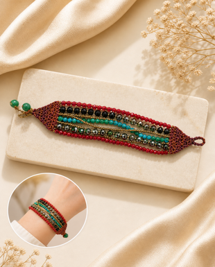 Colorful Bead & Brass Bracelet