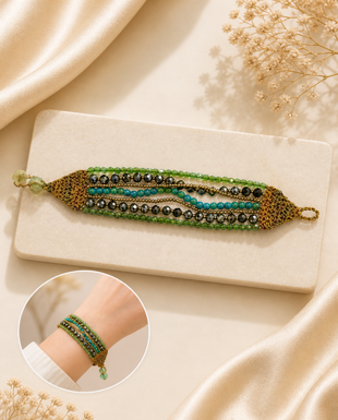 Colorful Bead & Brass Bracelet
