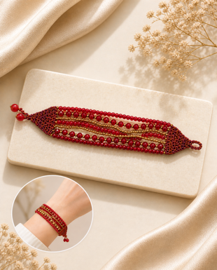 Colorful Bead & Brass Bracelet