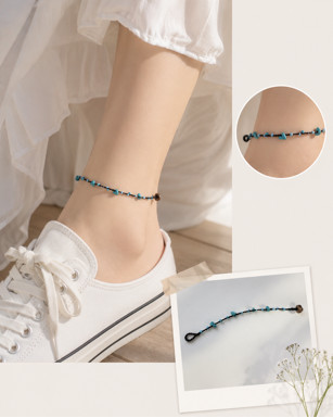 Wax Thread Brass & Stone Anklet