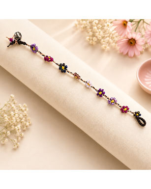 Wax Thread Brass & Stone Anklet