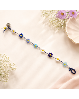 Wax Thread Brass & Stone Anklet
