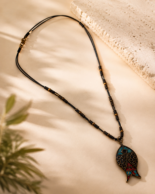 Handmade Tribal Pendant Beaded Necklace