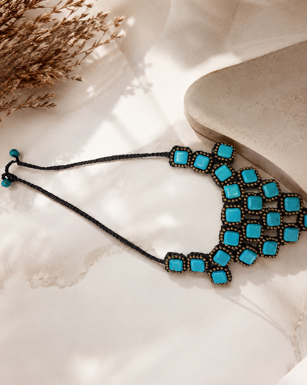Handmade Turquoise Beaded Statement Necklace