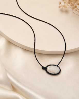 Handmade Natural Stone Cord Necklace