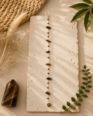 Wax Thread Brass & Stone Anklet